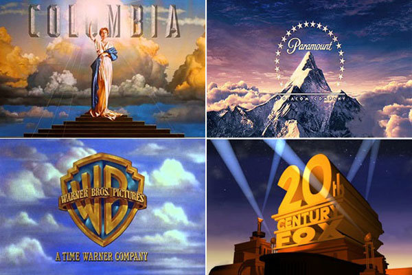 نشان (لوگوی) چهار کمپانی بزرگ صنعت سینما: پارامونت، فوکس قرن بیستم، برادران وارنر و کلمبیا
