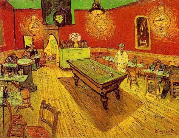 تابلوی کافه شبانه اثر ونسان ون گوگ. کافه شبانه (به فرانسوی: Le Café de nuit) یک نقاشی رنگ روغن است که توسط ونسان ون گوگ در سپتامبر ۱۸۸۸ در شهر ارل فرانسه کشیده شد. عنوان آن در قسمت پایین سمت راست زیر امضا نوشته شده است. کافه‌ای که داخلش در این نقاشی تصویر شده است شماره ۳۰ میدان لامارتین کافهٔ دلاگرا است که توسط ژوزف مایکل و زنش ماری ژینو-که در ۱۸۸۸ مدل ونسان ون گوگ و پل گوگن در تابلو زنان ارل بود و براساس مدارک ژوزف ژینو مدل هر دو نقاش بود-اداره می‌شد.