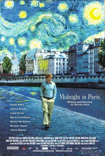 پوستر فیلم نیمه شب در پاریس، فیلم افتتاحیه کن 2011 که با الهام از تابلوی ونسان ون گوگ طراحی شده است