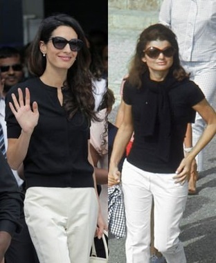 راست: ژاکلین کندی، چپ: امل علم الدین همسر جرج کلونی