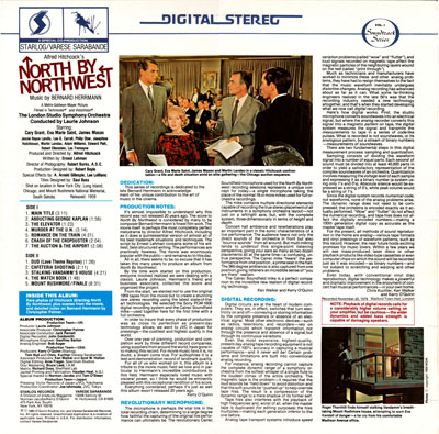تصویری از پشت صفحه موسیقی متن شمال از شمال غربی هرمن که در سال 1980 عرضه شد